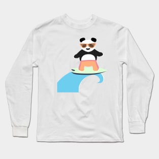 Relaxed Surfing Panda with Sunglasses Long Sleeve T-Shirt